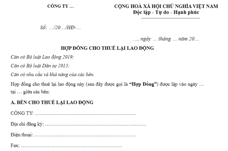 Tìm hiểu về hợp đồng cho thuê lại lao động