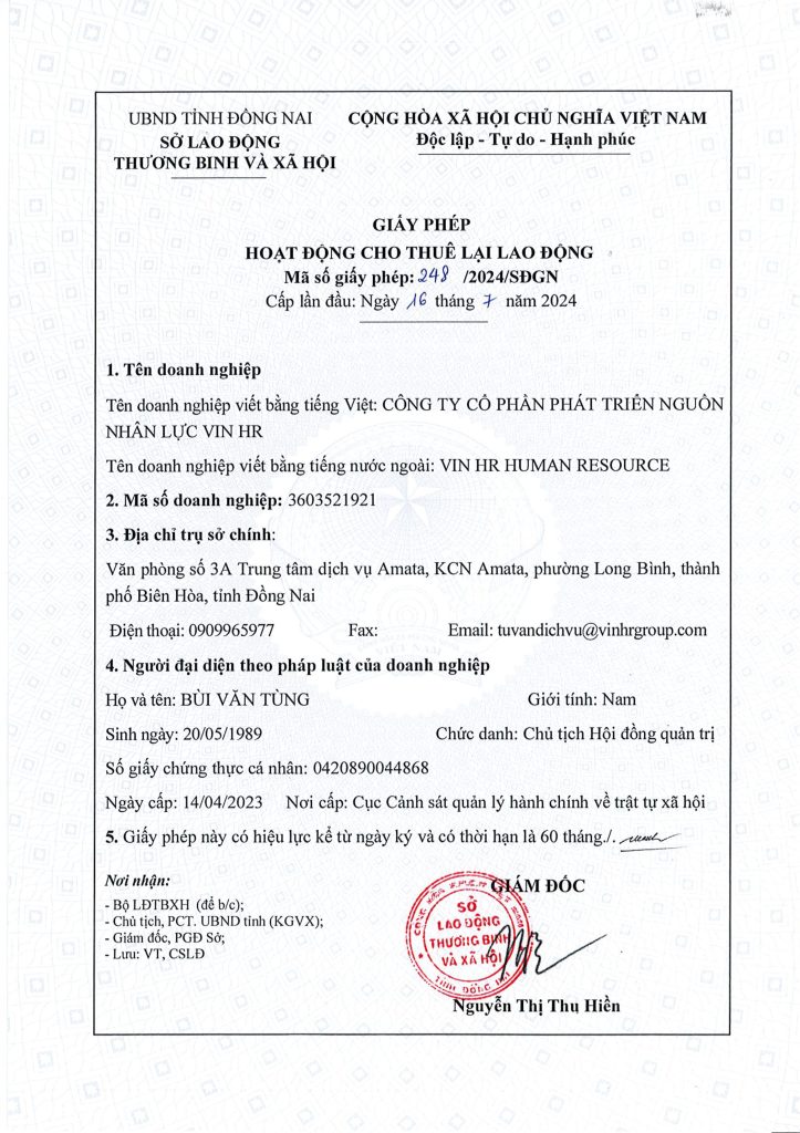Giấy phép cho thuê lại lao động